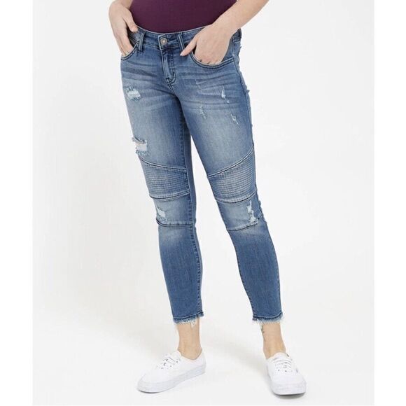 KanCan moto style skinny distressed mid rise ankle jeans, size 5/26 - Picture 8 of 8
